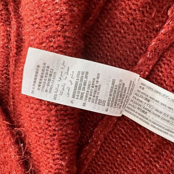 Abercrombie Womens pocket Cardigan Size X Small Soft Cozy Sweater Burnt Orange - Picture 11 of 15